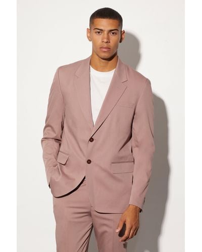 BoohooMAN Oversized Boxy Single Breasted Suit Jacket - Pink