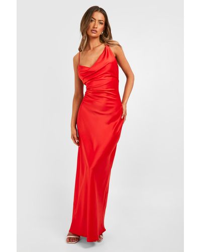 Boohoo Satin Double Strap Midaxi Dress - Red
