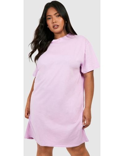 Boohoo Plus Overdyed T-shirt Dress - Purple