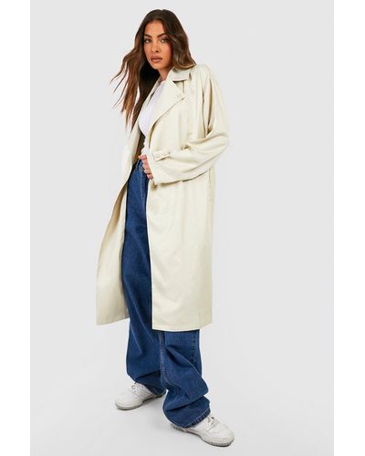 Boohoo Belted Trench Coat - Blue