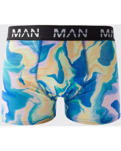 BoohooMAN Boxershorts mit Marmor-Print - Blau