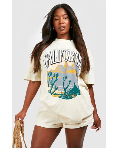 Boohoo Camiseta Plus Oversize Con Estampado De California Western - Neutro