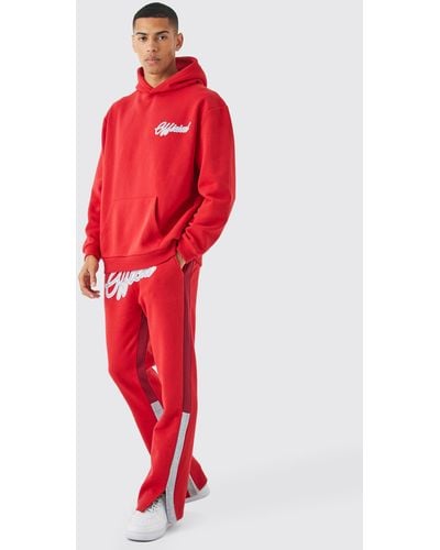 BoohooMAN Official Oversized Gusset Tracksuit - Red