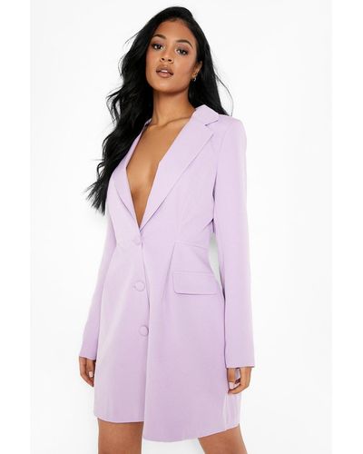 Boohoo Tall Cinched Waist Blazer Dress - Purple