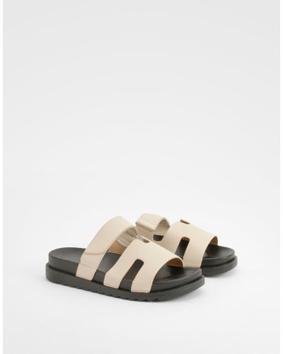 Boohoo Cut Out Detail Sliders - Natural