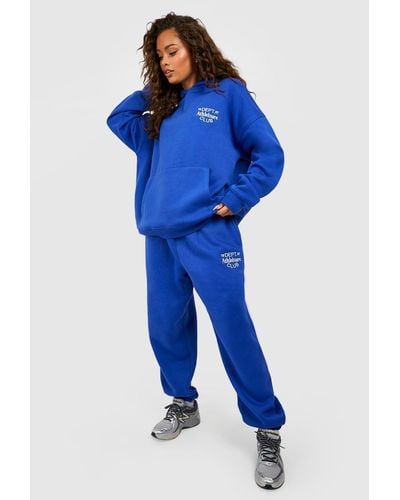 Boohoo Athleisure Club Embroidered Hooded Tracksuit - Blue