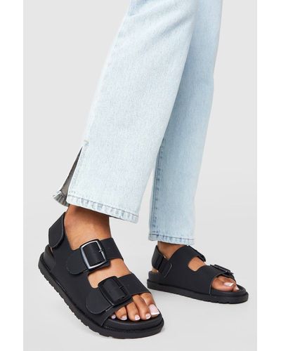 Boohoo Double Strap Buckle Dad Sandals - Blue