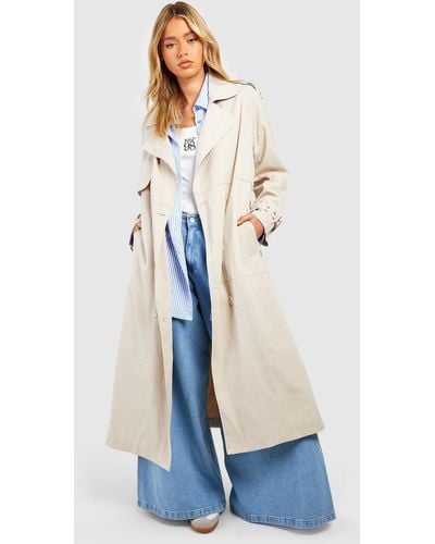 Boohoo Oversized Belted Maxi Trench - Blue