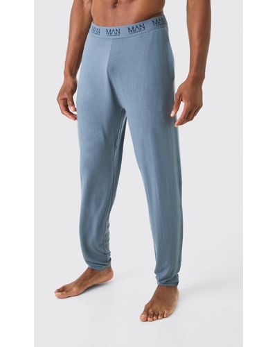 Boohoo Premium Modal Mix Relaxed Fit Lounge Bottoms - Azul