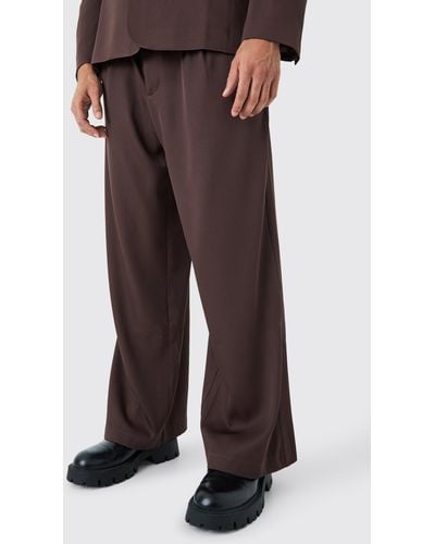Boohoo Mix & Match Relaxed Fit Wide Leg Pants - Brown