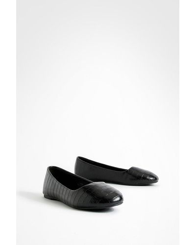 Boohoo Wide Fit Croc Slipper Ballet Flats - White