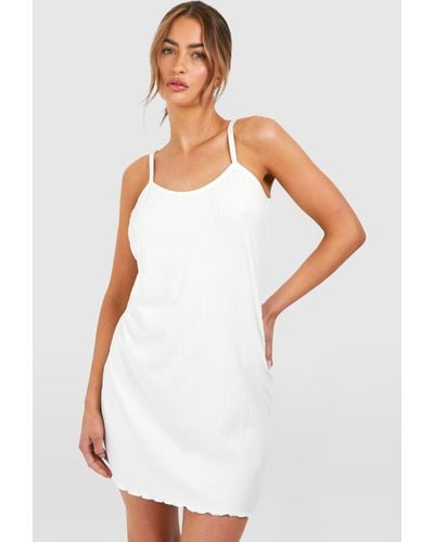 Boohoo Pointelle Cami Night Dress - White