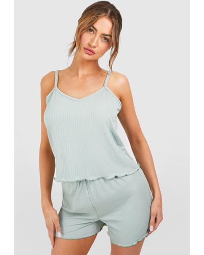 Boohoo Pijama De Pantalón Corto Y Camisola De Punto - Verde