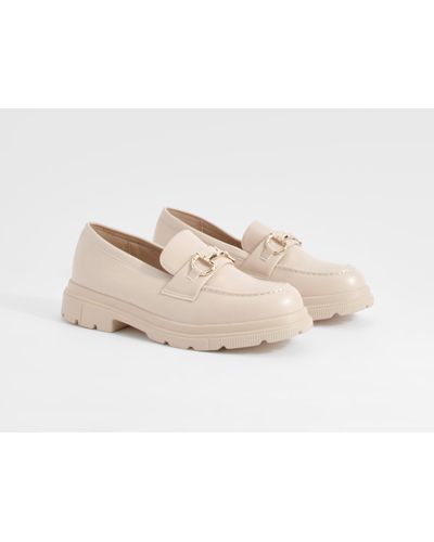 Boohoo T Bar Chunky Loafers - Natural