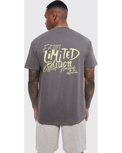 BoohooMAN Oversized Limited Edition Back Print T-shirt - Gray