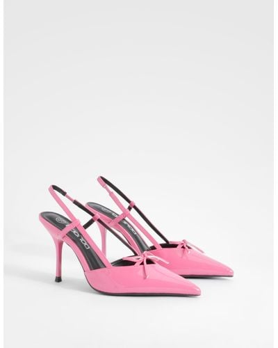 Boohoo Bow Detail Slingback Pointed Court Shoes - Pink
