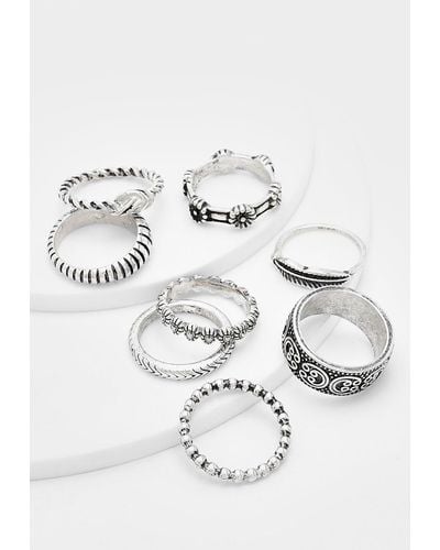 Boohoo Multipack Polished Stacking Rings - Gray