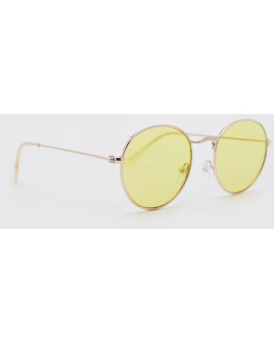 Boohoo Metal Round Sunglasses - Yellow