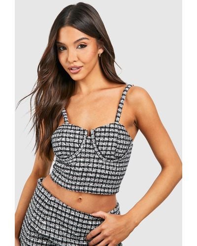 Boohoo Boucle Sweetheart Cupped Bralette - Grey