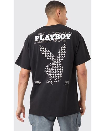 BoohooMAN Oversized Playboy License T-shirt - Schwarz