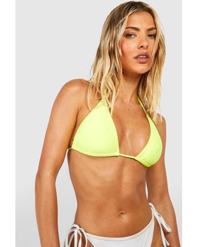 Boohoo Pastel Triangle Bikini Top - Yellow