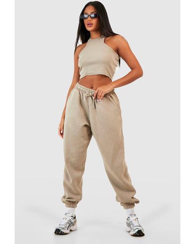 Boohoo Pantalón Deportivo Oversize Con Lavado A La Piedra - Neutro