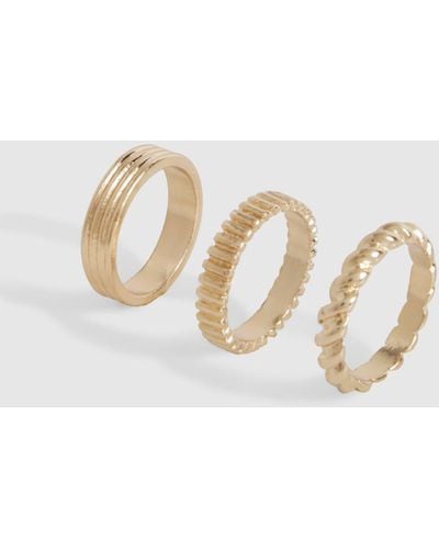 Boohoo Gold 3 Pack Stacking Rings - Blanco