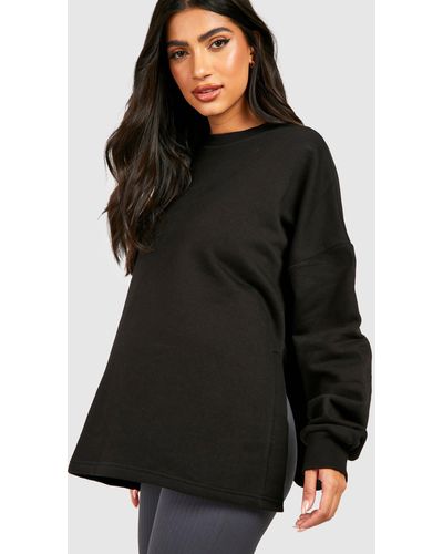 Boohoo Maternity Side Split Sweatshirt - Black
