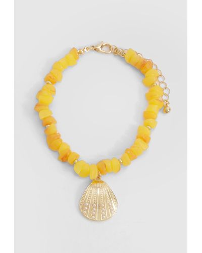 Boohoo Beaded Shell Bracelet - Amarillo