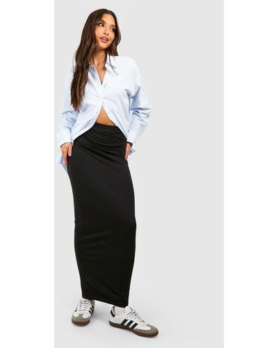 Boohoo Cotton Jersey High Waisted Slip Maxi Skirt - Black