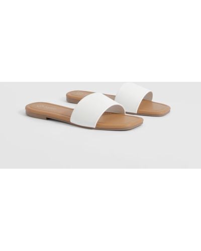 Boohoo Wide Fit Minimal Mule Sandals - Blanco