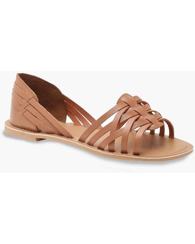 Boohoo Wide Fit Woven Leather Ballet Flats - Marrón