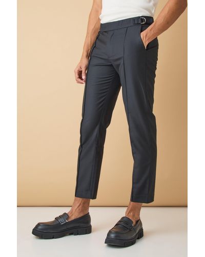 BoohooMAN Slim-Fit Hose mit D-Ring und verstellbarem Bund - Blau