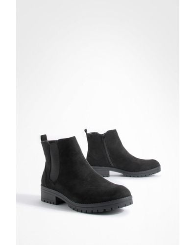 Boohoo Wide Fit Pull On Chelsea Boots - Black