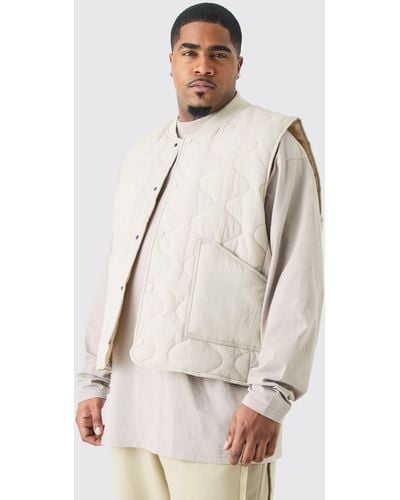 BoohooMAN Plus Onion Quilted Gilet - Natural