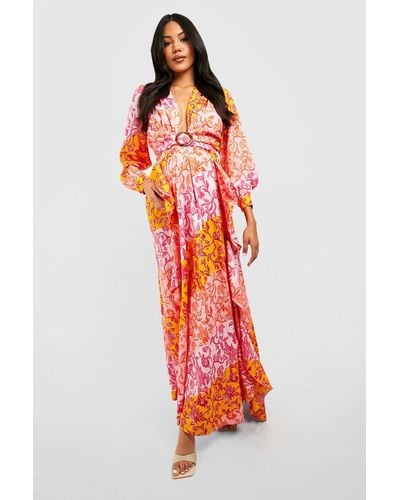 Boohoo Maternity Floral Cut Out Maxi Dress - Red