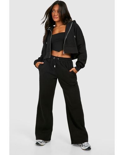 Boohoo Double Layer Corset Top 3 Piece Hooded Tracksuit - Negro