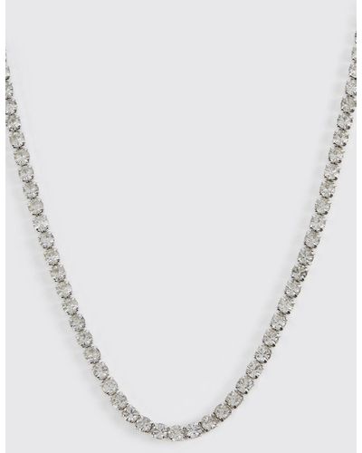 Boohoo Iced Chain Necklace - White