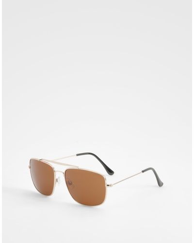 Boohoo Tinted Lens Aviator Sunglasses - White