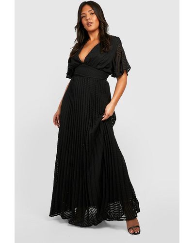 Boohoo Plus Textured Chiffon Maxi Dress - Black