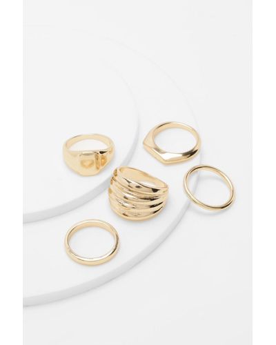 Boohoo Gold Chunky Triple Ring Set - Metallic