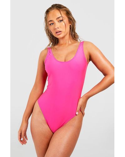 Boohoo Essentials Scoop Bathing Suit - Pink