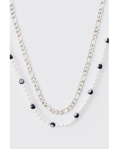 BoohooMAN 8 Ball Multilayer Necklace - Weiß