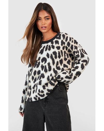 Boohoo Leopard Print Sweater - Black