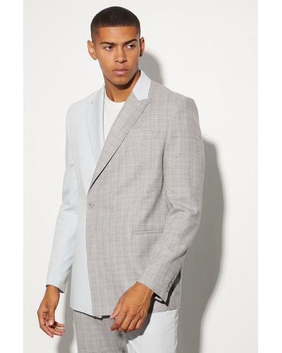 Boohoo Oversized Boxy Spliced Suit Jacket - Grey