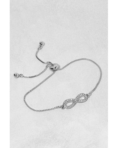 Boohoo Infinity Box Chain Toggle Bracelet - Grey