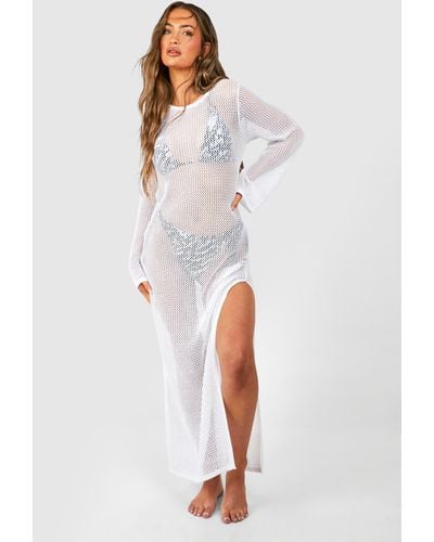 Boohoo Crochet Cover-up Beach Maxi Dress - White