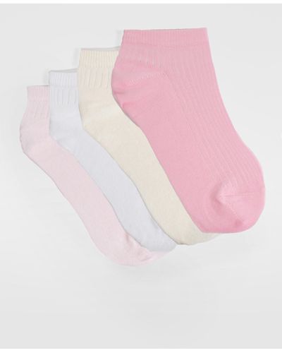 Boohoo 4 Pack Pink Trainer Socks - Rosa