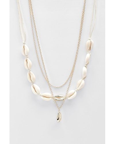 Boohoo Shell Multi Layer Choker Necklace - White
