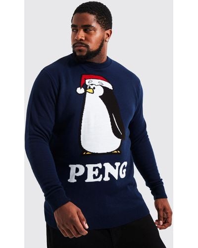 Boohoo Plus Peng Novelty Christmas Sweater - Blue
